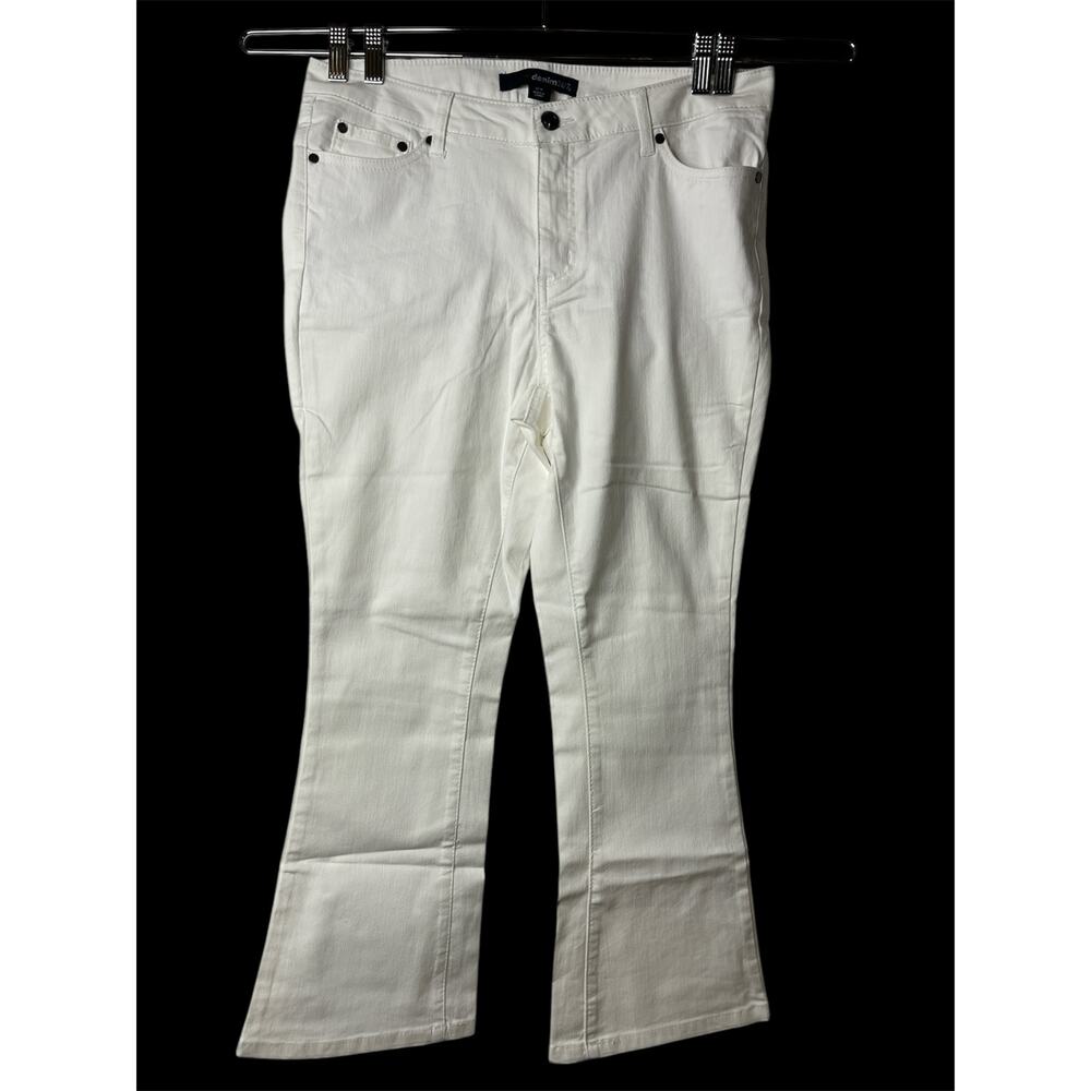 Denim 24/7 Womens White Crop Flare Jeans Plus Size‎ 12W
